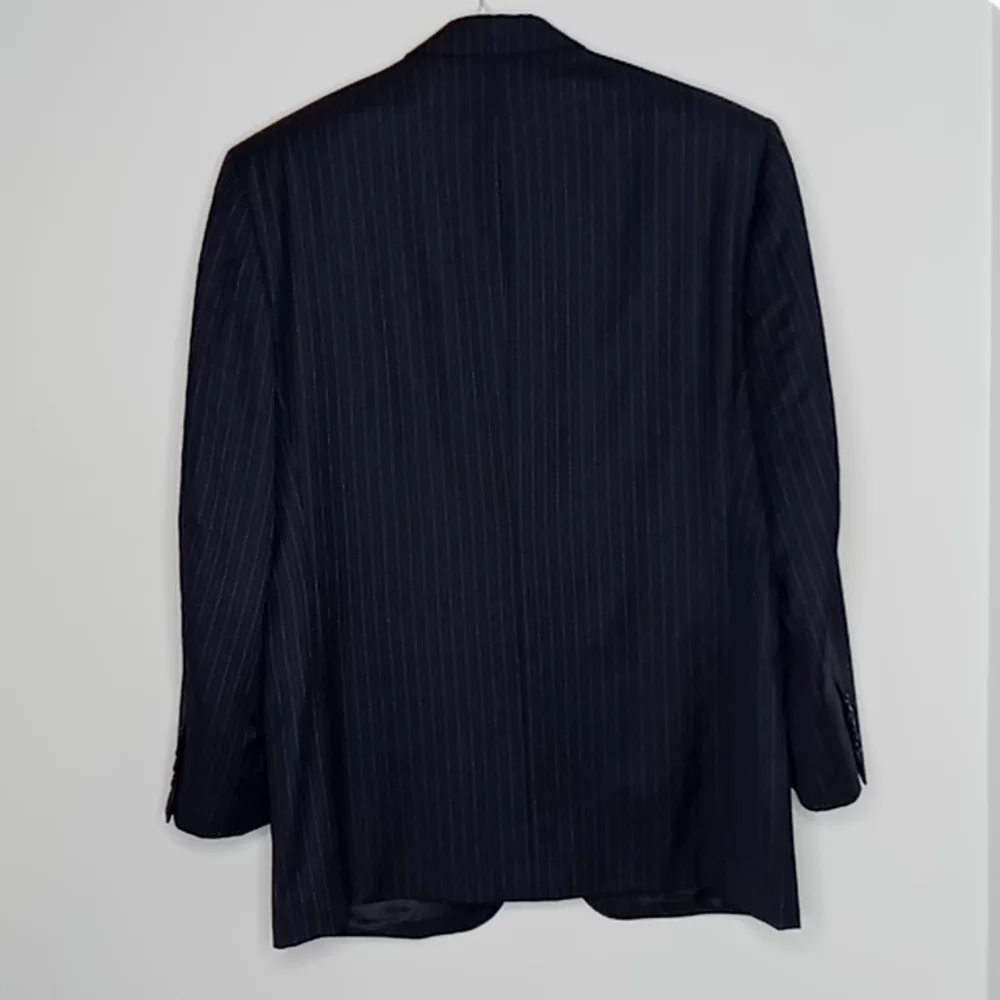 Sergio Valentino Platinum Collection Super 150's Men Navy Pinstripe Suit Jacket